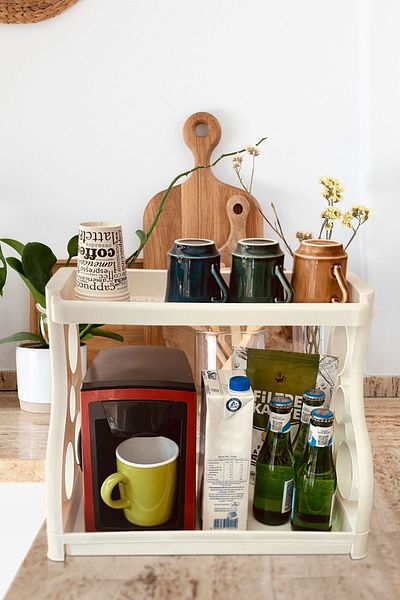 Trend Maison 2-Tier White Organizer - Countertop Tea Coffee Spice Rack Organizer