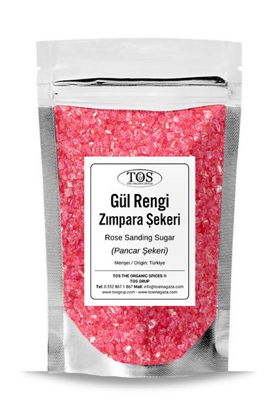 TOS The Organic Spices Rose Sanding Sugar 250 g Rose Sanding Sugar