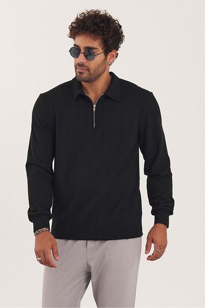 İLKCET MODA Jacquard Zipper Collar Regular Sweatshirt