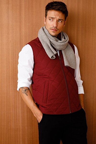 Desen Triko Men's Classic Quilted Vest Claret Red