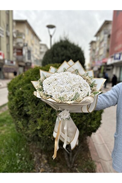 hayırlı işler 41’li Beyaz Kadife Güllü Kız Isteme Çiçeği