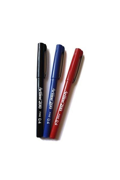 artline 200 Fineliner 0.4 Mm Writing & Drawing Pen 3 Colors
