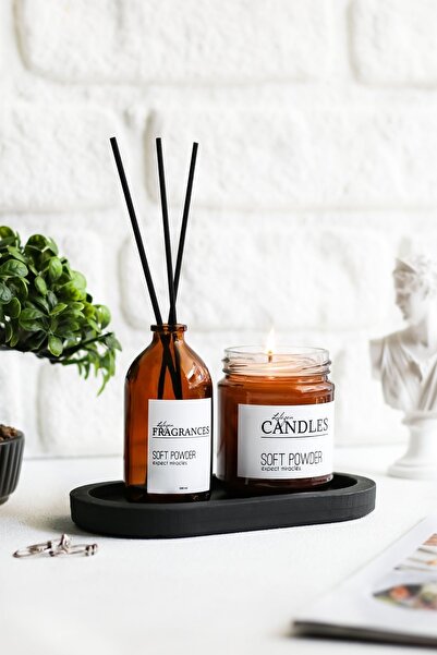 LALEZEN HOME Pudra Kokusu Ve Kokulu Mum Amber Renk ( Stantli)