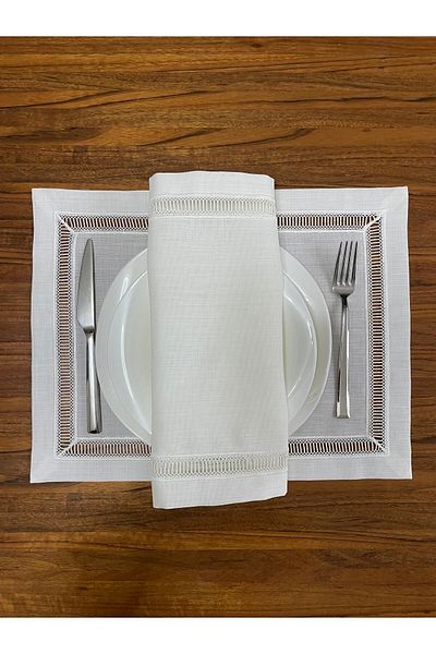 NURHAN HOME COLLECTION Kolberli Linen Fabric American Service Plate