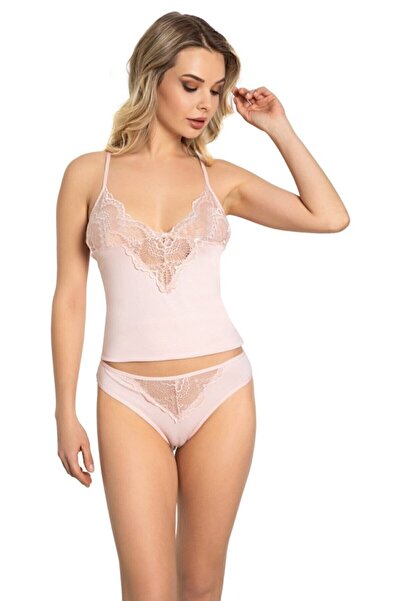 vory Set de chiloți și camisole pentru femei, din bumbac pieptănat, pudră