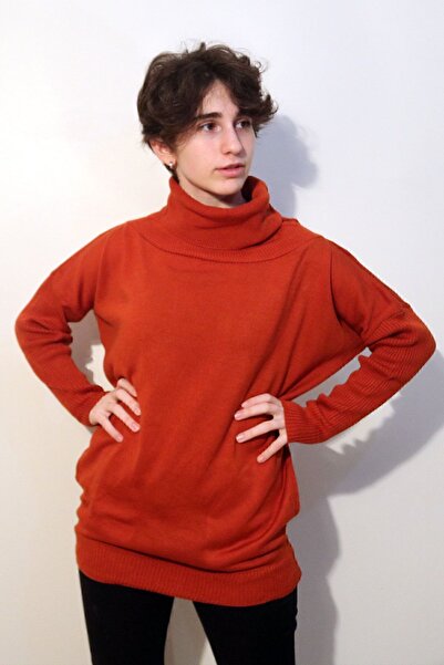 vory Pulover de damă cu guler de culoare cărămidă - Detaliu buzunar