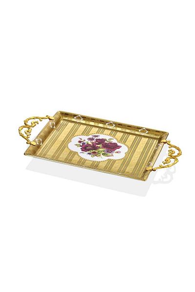 Cemile Small Square Purple Bouquet Tray