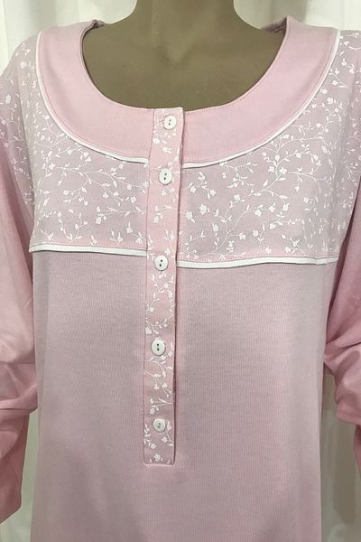 NENA COLLECTION Women's Ultra Battal Placket Pajama Set-14275 Salmon