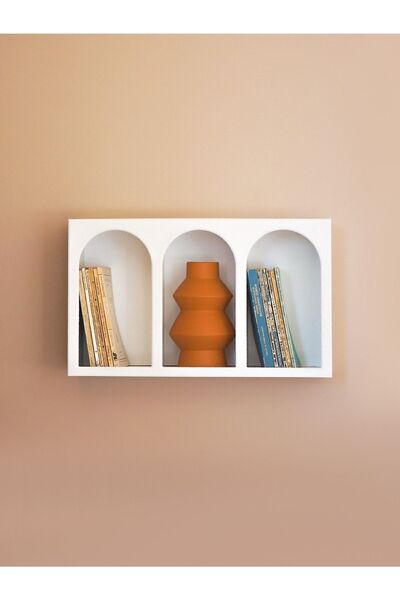 Semya Home Alçı Görünümlü Ahşap Duvar Rafı/niş/kitaplık