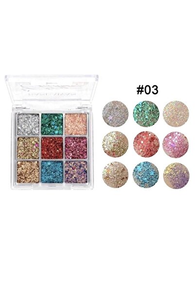 noedesign 9’lu Glitter Simli Far Paleti Yıldızlı Işıltılı Göz Farı