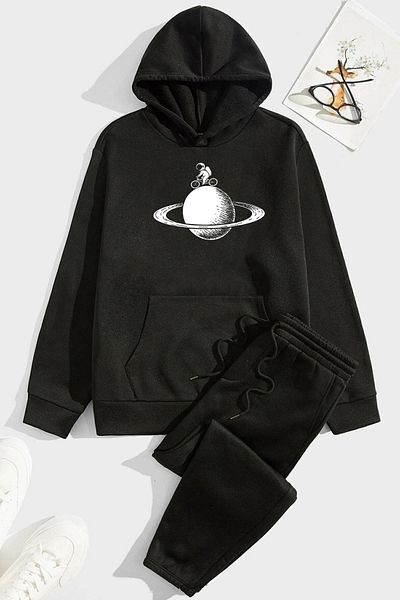 uyguntarz Unisex Astronaut Rides Σετ φόρμας με στάμπα