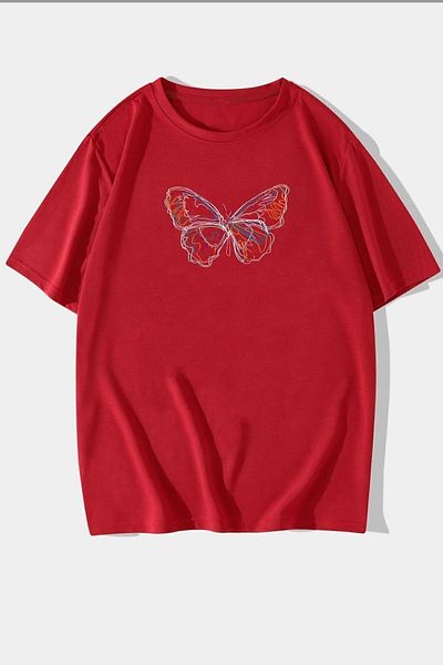 uyguntarz Unisex-T-Shirt mit Schmetterlingsdruck