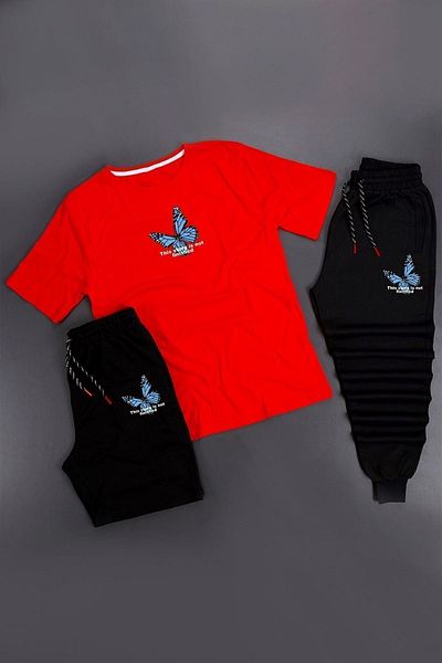 trendypassion 3-Piece Unisex Butterfly Printed Tracksuit Set Combination