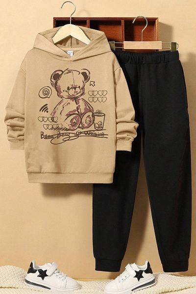 uyguntarz Σετ φόρμας για αγόρια και κορίτσια Bear printed casual