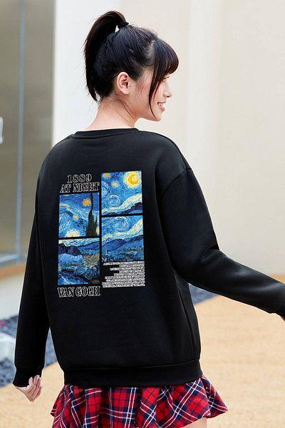 uyguntarz Vangogh Printed - Bluza z nadrukiem oversize