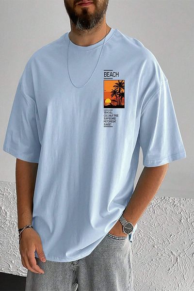 uyguntarz Ανδρικό μπλουζάκι Oversize - Beach Printed