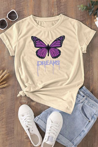 uyguntarz Unisex Dream Butterfly Design - Comfortable Cut T-shirt