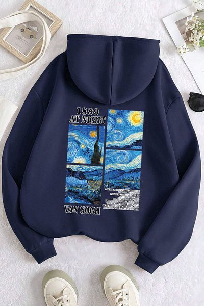 uyguntarz Vangogh Printed - Hanorac cu tăietură supradimensionată
