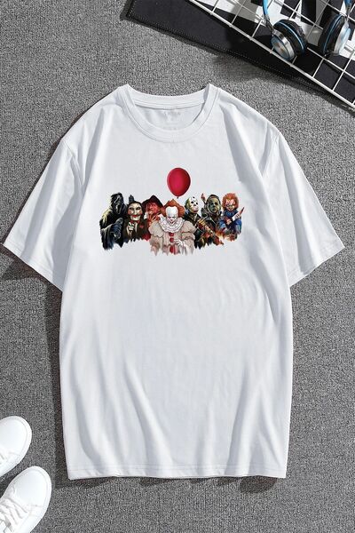 uyguntarz Korku Karakterleri Baskılı Unisex Oversize Tshirt