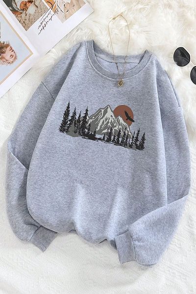 uyguntarz Φούτερ Mountain Printed - Oversize Cut