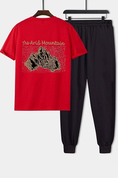 uyguntarz Unisex Arid Mountain Printed 2-Piece Tracksuit Set