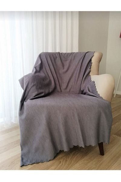 POYRAZ Anthracite Non-Slip Double Sided Use Mat Chenille Sofa Sofa Bed Cover