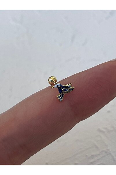 ds denizden silver Mineli Gümüş Kuş Piercing - 1 Adet