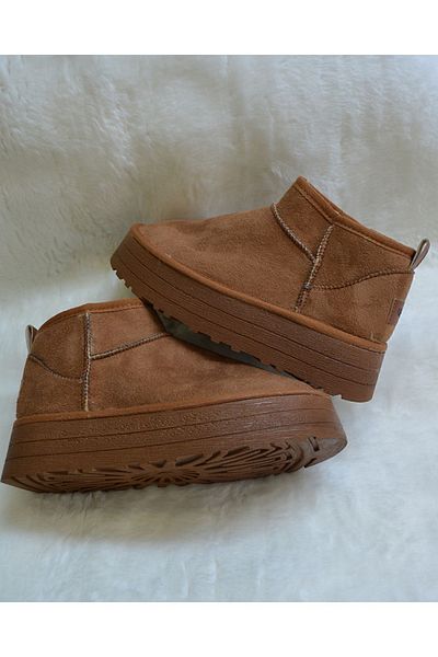 M Miel Zimní ultra mini semišové dámské boty - silná podrážka a bota