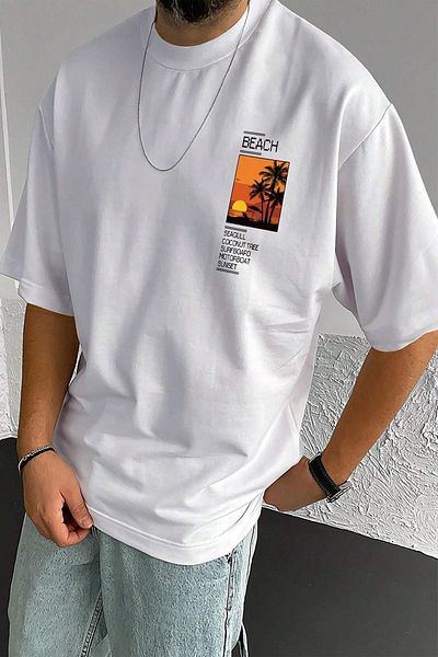 uyguntarz Ανδρικό μπλουζάκι Oversize - Beach Printed