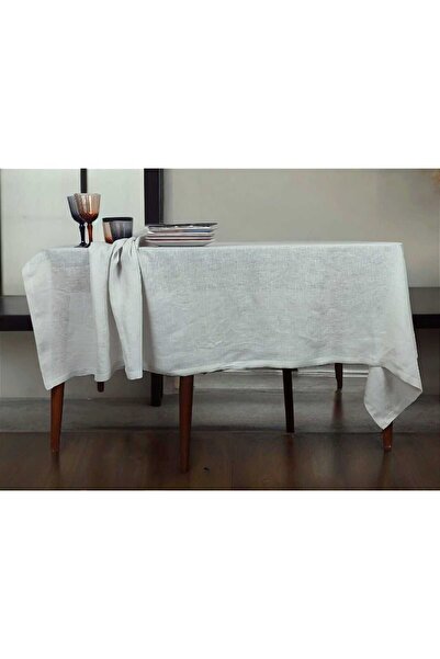 PİKKO HOME Grey-Beige Linen Tablecloth 150*225 cm (K)