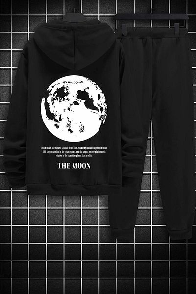 uyguntarz Σετ φόρμας Unisex Special Design The Moon Printed Top Bottom Set