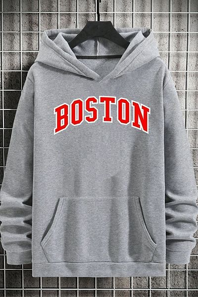 uyguntarz Unisex φούτερ με στάμπα Boston