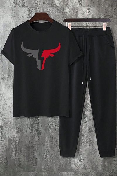 uyguntarz Σετ μπλουζάκι και παντελόνι με στάμπα Bull Head Unisex