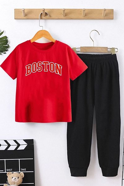 uyguntarz Kids Boston Bottom - Top Tracksuit Set