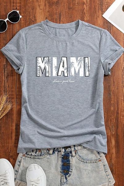 uyguntarz Übergroßes Unisex-T-Shirt mit Miami-Aufdruck