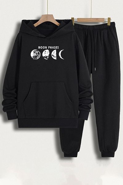 uyguntarz Σετ φόρμας στάμπας Unisex Moon Phases