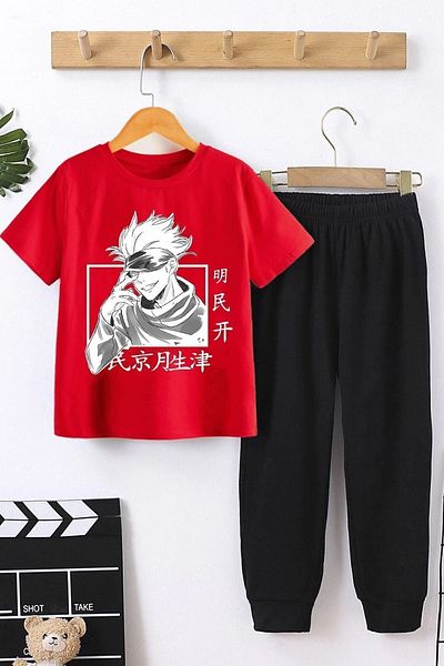 uyguntarz Kids Jujutsu Kaisen Bottom - Top Tracksuit Set