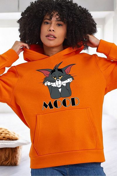 uyguntarz Übergroßes Sweatshirt mit Mood-Print für Unisex