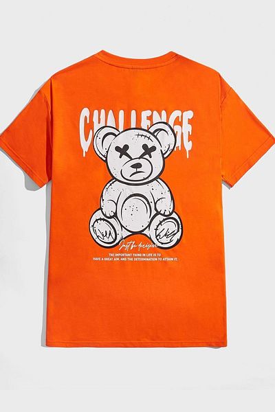 uyguntarz Unisex T-Shirt mit „Challenge“-Aufdruck auf der Rückseite