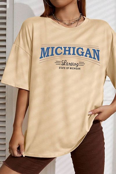 uyguntarz Μπλουζάκι Unisex State Of Michigan με στάμπα