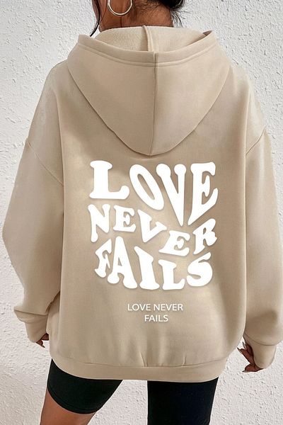 uyguntarz Unisex-Sweatshirt mit Aufdruck „Love Never Fails Back“.