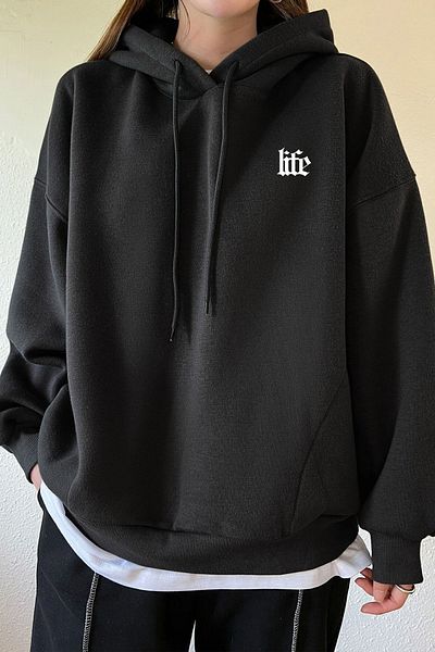 uyguntarz Унисекс голям суичър с принт Life