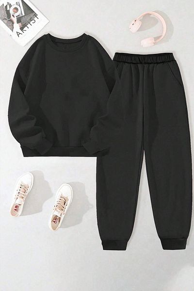 uyguntarz Unisex Love Yourself Printed Crew Neck Tracksuit Set