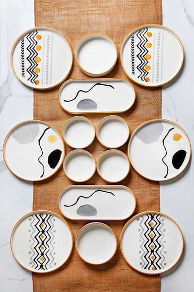 Vienev Axial 14 Piece Stackable Breakfast Set Presentation Plate