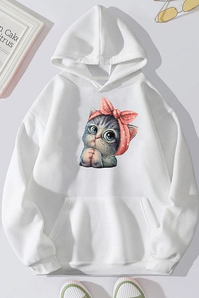 uyguntarz Unisex φούτερ χαριτωμένη γάτα