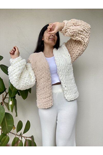Hobihanem Tuhafiye Fluffy Hırka El Örgüsü Puffy Hırka