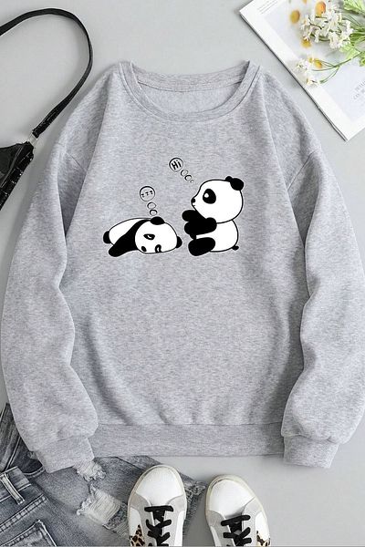 uyguntarz Unisex-Sweatshirt mit Rundhalsausschnitt und Aufdruck „Sleepy Panda“.
