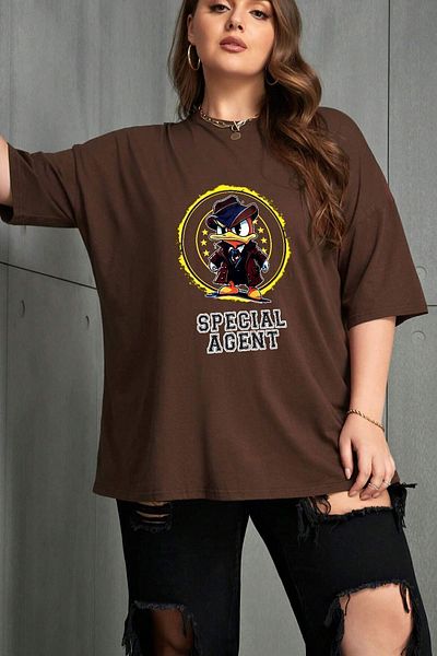 uyguntarz Unisex Special Agent Printed T-Shirt - Oversize Cut