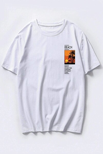 uyguntarz Men's Oversize T-Shirt - Beach Printed