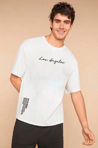 uyguntarz Ανδρικό μπλουζάκι Los Angles με στάμπα Oversize